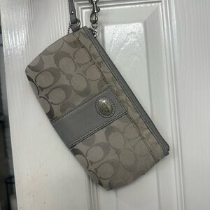 Coach Beige and Gray Signature Wristlet